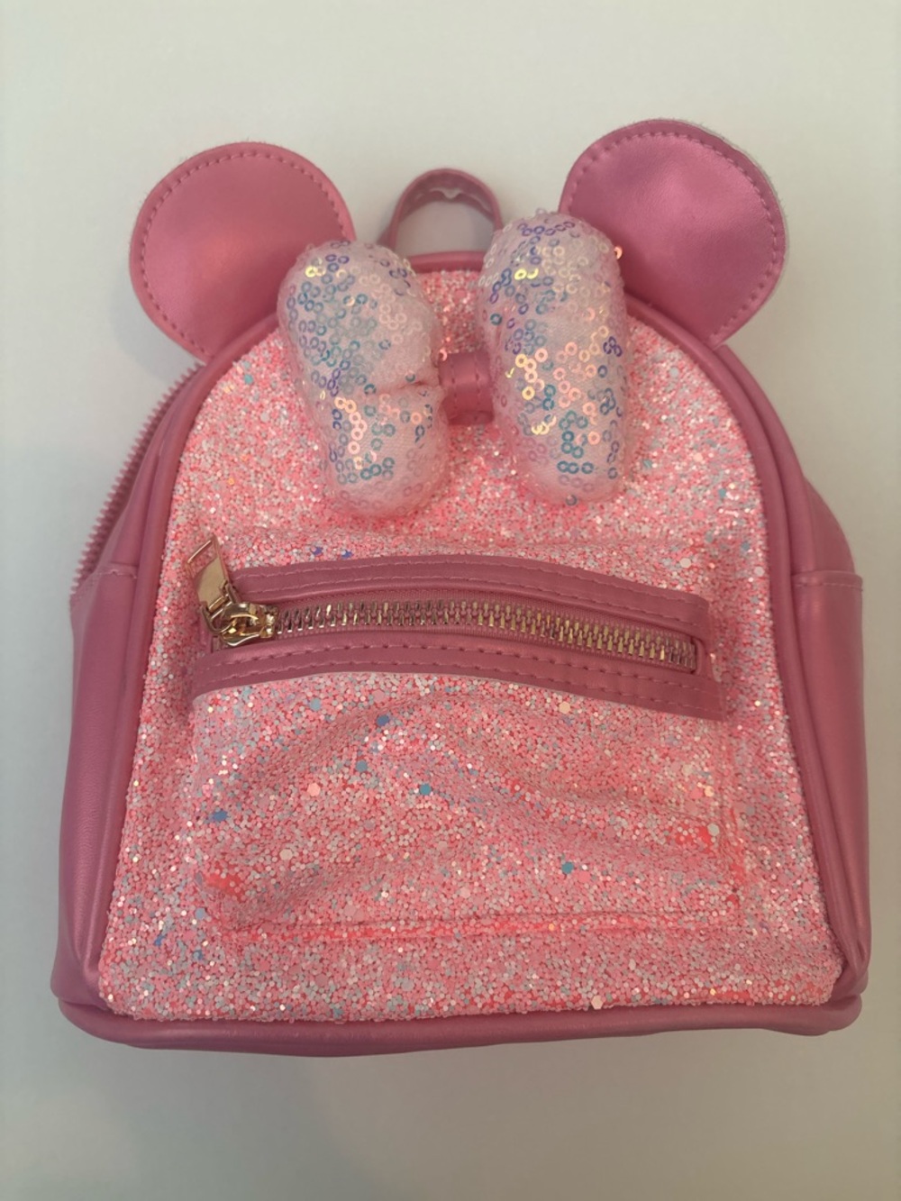 Kids Pink Sequin Bow Mini Backpack